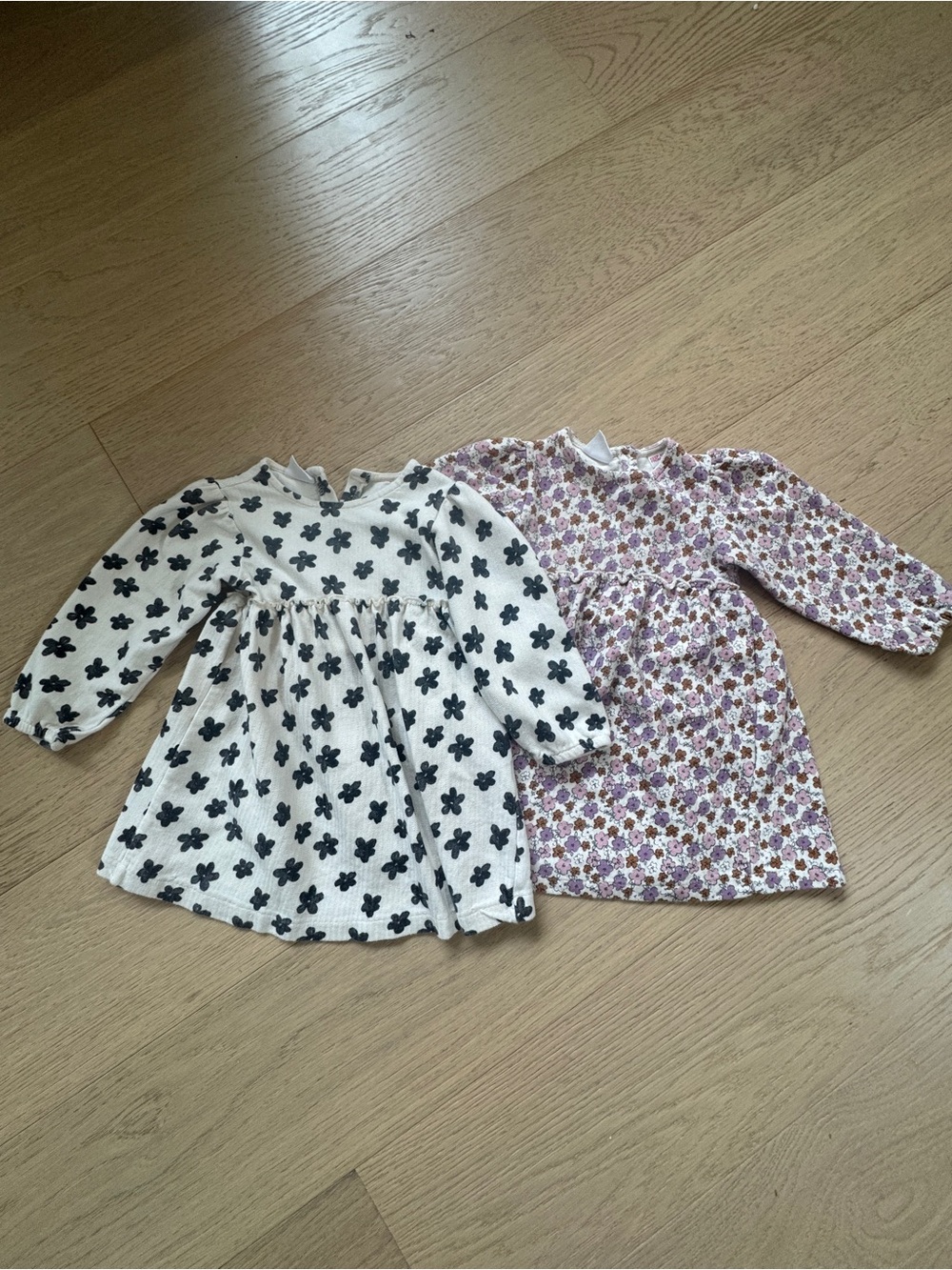 Zara Kids Long-Sleeve Dresses in White & Purple Floral